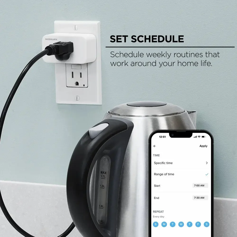 Merkury Smart Wi-Fi Plug, Compatible W Alexa & Google Assistant, 3 Pack, 15 Amp